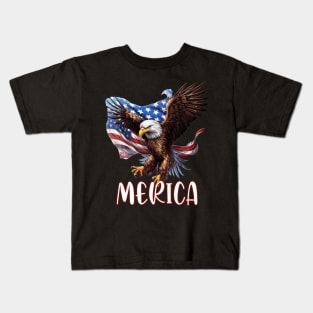 Eagle American Flag USA Flag 4th of july Merica memorial day Kids T-Shirt